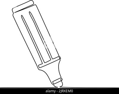 Continuous one line drawing of felt tip pen. Marker, vector illustration Stock Vector