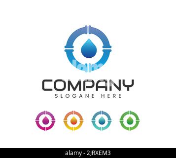 Circle Plumbing logo template design. Water logo template design. Water logo with modern frame vector design Stock Vector