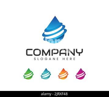 Modern 3d water droplet icon logo. Water Droplet Drop Logo design vector template Stock Vector
