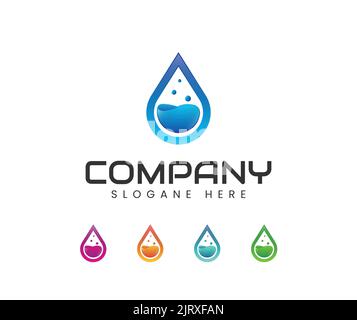Water drop plumbing logo design. water wave and drop Stock Vector