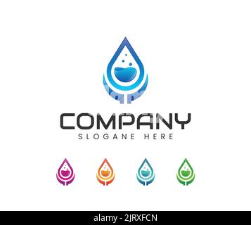 Water drop plumbing logo design. clean drops and bubble wave logo template. Concept set abstract drink or spa logos Stock Vector