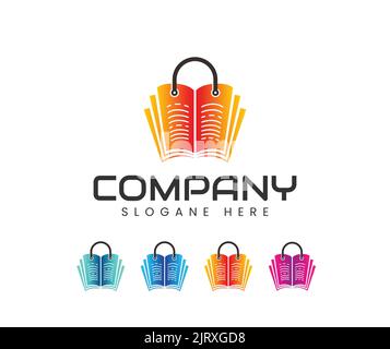 Book shop logo design. Online shops logo concept. Digital library Stock Vector