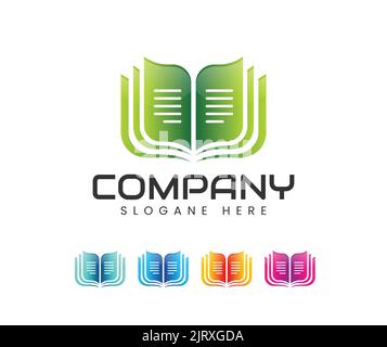 Modern nature book open logo. colorful open book logo design. education logo designs Stock Vector