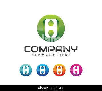 Abstract letter h logo with water. Initial Letter Logo For Your Company Name, Alphabet Logo Template Ready For Use, Modern Initial Logo Stock Vector