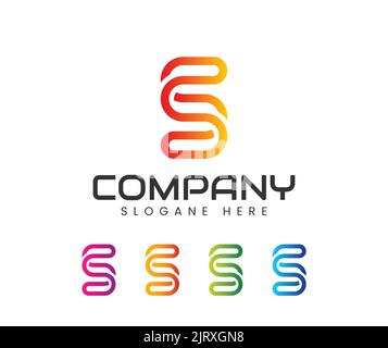 Letter s logo design vector template media corporate linear outline style Stock Vector