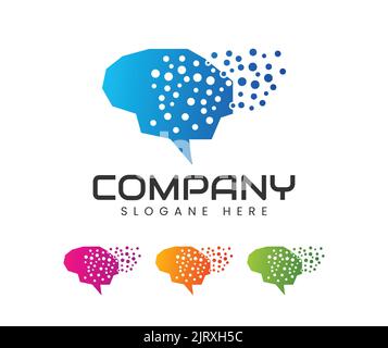 brain connection logo design. digital brain logo template Stock Vector