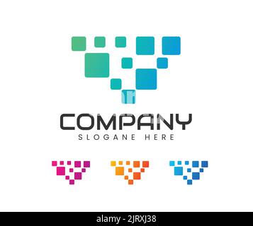 Abstract technology logo. square connection technology logo Stock Vector