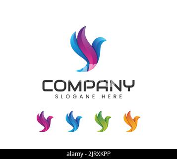 Modern Bird logo design. Vector animals logo editable design. Colorful bird logo design Stock Vector