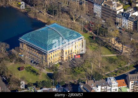 Aerial view, Ständehaus, K21 Kunstsammlung Nordrhein-Westfalen at the Kaiserteich in the district Unterbilk in Düsseldorf, Rhineland, North Rhine-West Stock Photo