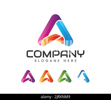Modern triangle 3d letter a logo design. 3d lettering A logo simple triangle. Creative Modern letter A logo Stock Vector