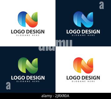 Modern abstract n logo design. Abstract icons for letter N Stock Vector