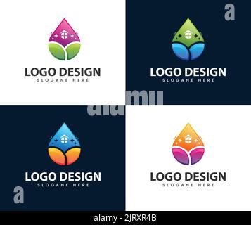 Natural home cleaning logo design. Cleaning logo and symbol ilustration vector template Stock Vector