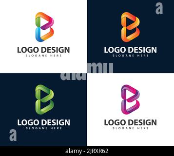 Abstract media play letter b logo design. simple and modern b initial and Play logo Stock Vector