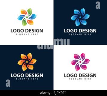 Abstract modern and colourful 3d logo design Stock Vector
