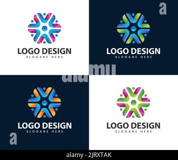 Abstract business people community logo design. team work logo design, people abstract, modern business, connection Stock Vector