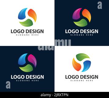 Abstract circle swirl logo design. Vector abstract circle swirl logo design elements Stock Vector