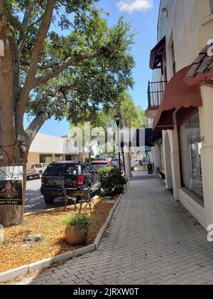 Views of Historic Downtown Cocoa, Florida in Summer Stock Photo