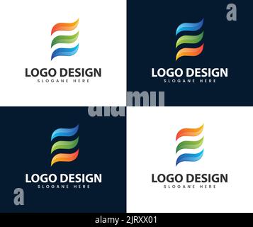 Abstract modern e logo design. Letter E logo with wave style design illustration Stock Vector