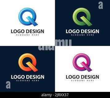 Abstract letter q modern 3d logo design. Letter q logo design template. Creative modern trendy q typography and colorful gradient Stock Vector