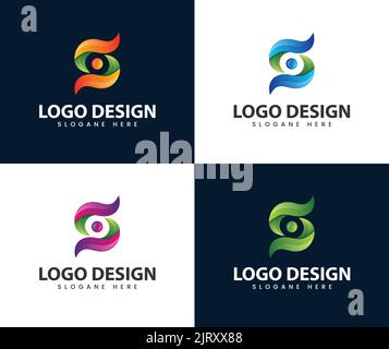 Abstract modern 3d s letter logo with inside circle dot. s logo, modern 3d design letter character. S letter logo. Vector concept of company logo Stock Vector