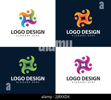 The social humanity colourful logo design modern logo designs Stock Vector