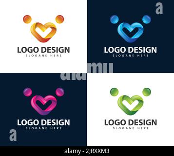 Partnership community people care logo. abstract community people care logo design color editable Stock Vector