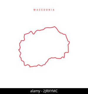 Macedonia editable outline map. Macedonian red border. Country name. Adjust line weight. Change to any color. Vector illustration. Stock Vector
