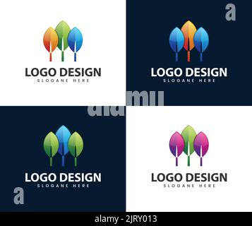 Modern leaf logo design. abstract colourful leaf logo design Stock Vector