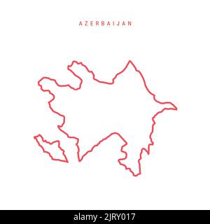 Azerbaijan editable outline map. Azerbaijani red border. Country name. Adjust line weight. Change to any color. Vector illustration. Stock Vector