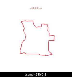 Angola country simplified map. Thin black outline contour. Simple ...