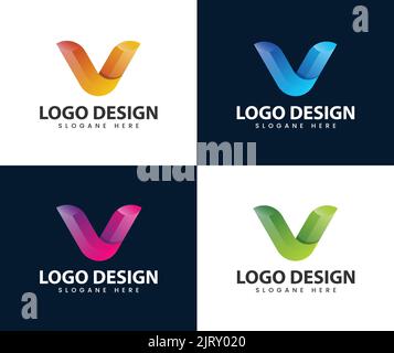 Abstract modern 3d letter v logo design. Letter V sign logo template. Vector business fashion icon Stock Vector