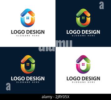 Up letter u real state logo design. initial letter U and UP letter logo design template Stock Vector