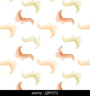 Colorful seamless pattern of rounded strokes in trendy autumnal colors in a watercolor style. Abstract background texture. Isolate. Stock Vector