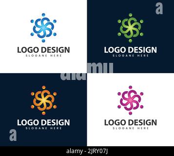 Abstract people group vector logo. Community team work bussiness people Stock Vector