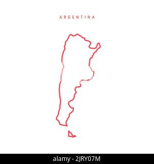 Argentina editable outline map. Argentinian red border. Country name. Adjust line weight. Change to any color. Vector illustration. Stock Vector