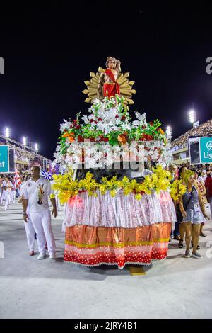 Image of São Sebastião in Rio de Janeiro, Brazil - February 24, 2019: Image of São Sebastião during the washing event of the Marques de Sapucaí in Rio Stock Photo