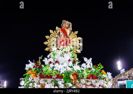 Image of São Sebastião in Rio de Janeiro, Brazil - February 24, 2019: Image of São Sebastião during the washing event of the Marques de Sapucaí in Rio Stock Photo