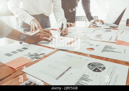 Business People Analyzing Statistics Business Documents,  Financial Concept Stock Photo