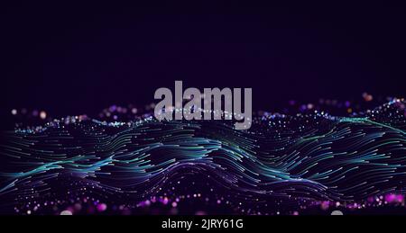 Layer big data binary flux. Bigdata flow abstract vector technology innovation background. Stock Photo