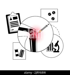 Knee injection, illustration Stock Photo