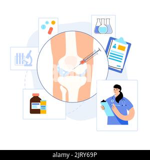 Knee injection, illustration Stock Photo