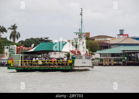 Ferry crossing between Itajaí and Navegantes in Santa Catarina - May 07, 2019: Ferry that makes the crossing of cars and passengers between Itajaí and Stock Photo