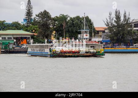 Ferry crossing between Itajaí and Navegantes in Santa Catarina - May 07, 2019: Ferry that makes the crossing of cars and passengers between Itajaí and Stock Photo