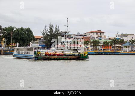 Ferry crossing between Itajaí and Navegantes in Santa Catarina - May 07, 2019: Ferry that makes the crossing of cars and passengers between Itajaí and Stock Photo