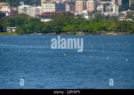 view of rodrigo de freitas lagoon in Rio de Janeiro. Stock Photo