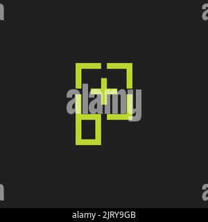 letter p green plus medical hospital health care logo vector Stock Vector