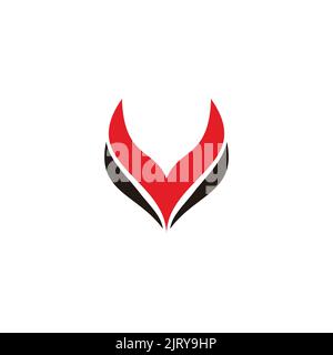 letter v curves red simple logo vector Stock Vector