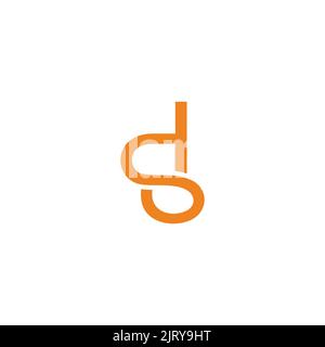 letter ds linked mono line logo vector Stock Vector