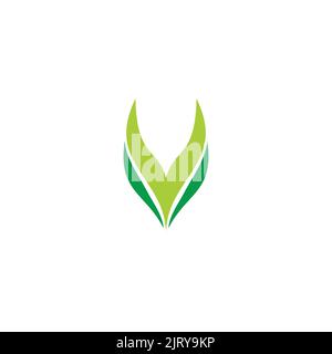 letter v aquascape plant symbol logo vector Stock Vector