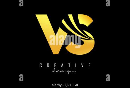 Creative golden letter VS v s logo with leading lines and road concept design. Letters with geometric design. Vector Illustration with letter and crea Stock Vector